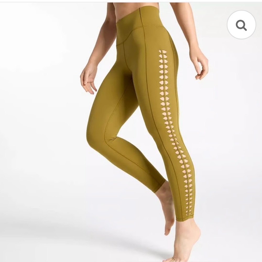 NWT Women’s CALIA Inspire Crochet 7/8 Leggings in  Olive Bronze Size Small